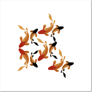 legendary japan koi fish logo, luck, prosperity, and good fortune Posters and Art